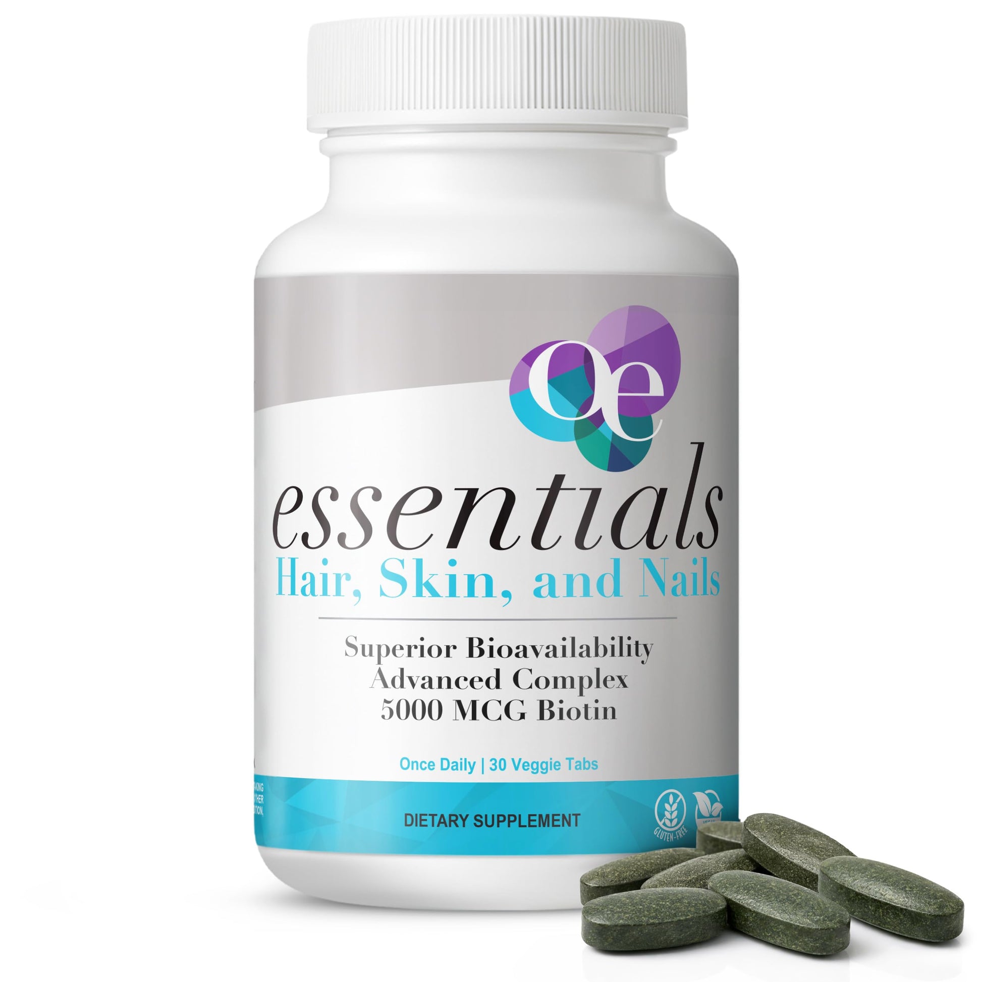 Organic Excellence Hair, Skin and Nails Vitamins for Women & Men – Biotin Supplement 5000 mcg– Hyaluronic Acid - Supports Healthy Hair Growth, Radiant Skin & Strong Nails, 1 Month Supply (30 Tablets) Organic ExcellenceBuy Supplements Australia