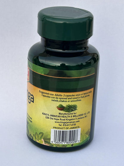 Jamaican Moringa Capsules – 100% Natural Ingredients – Made from Dried Moringa Leaves, Pods & Seeds – 90 Capsules, 500mg – with Turmeric & Ginger – Herbal Supplement, Nutrient-Rich – Easy to Swallow King's JamaicanBuy Supplements Australia