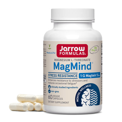 Jarrow Formulas Magnesium L-Threonate, MagMind Stress Resistance with L-Theanine and Rhodiolife, High Absorption Magnesium, Stress Relief and Mood Support, 60 Veggie Capsules, Up to a 30 Day Supply Jarrow FormulasBuy Supplements Australia