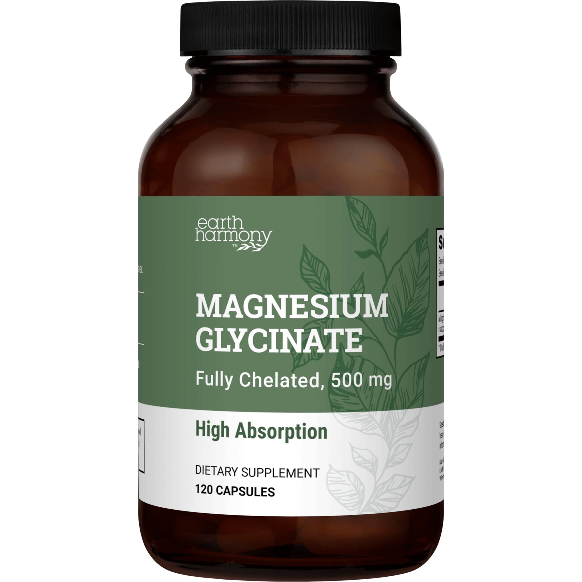 Pure Magnesium Glycinate 500mg - Chelated Magnesium Supplement, High Absorption Capsules for Sleep, Glicinato De Magnesio with Organic MCT Powder (120 Capsules) Earth Harmony NaturalsBuy Supplements Australia