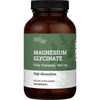 Pure Magnesium Glycinate 500mg - Chelated Magnesium Supplement, High Absorption Capsules for Sleep, Glicinato De Magnesio with Organic MCT Powder (120 Capsules) Earth Harmony NaturalsBuy Supplements Australia