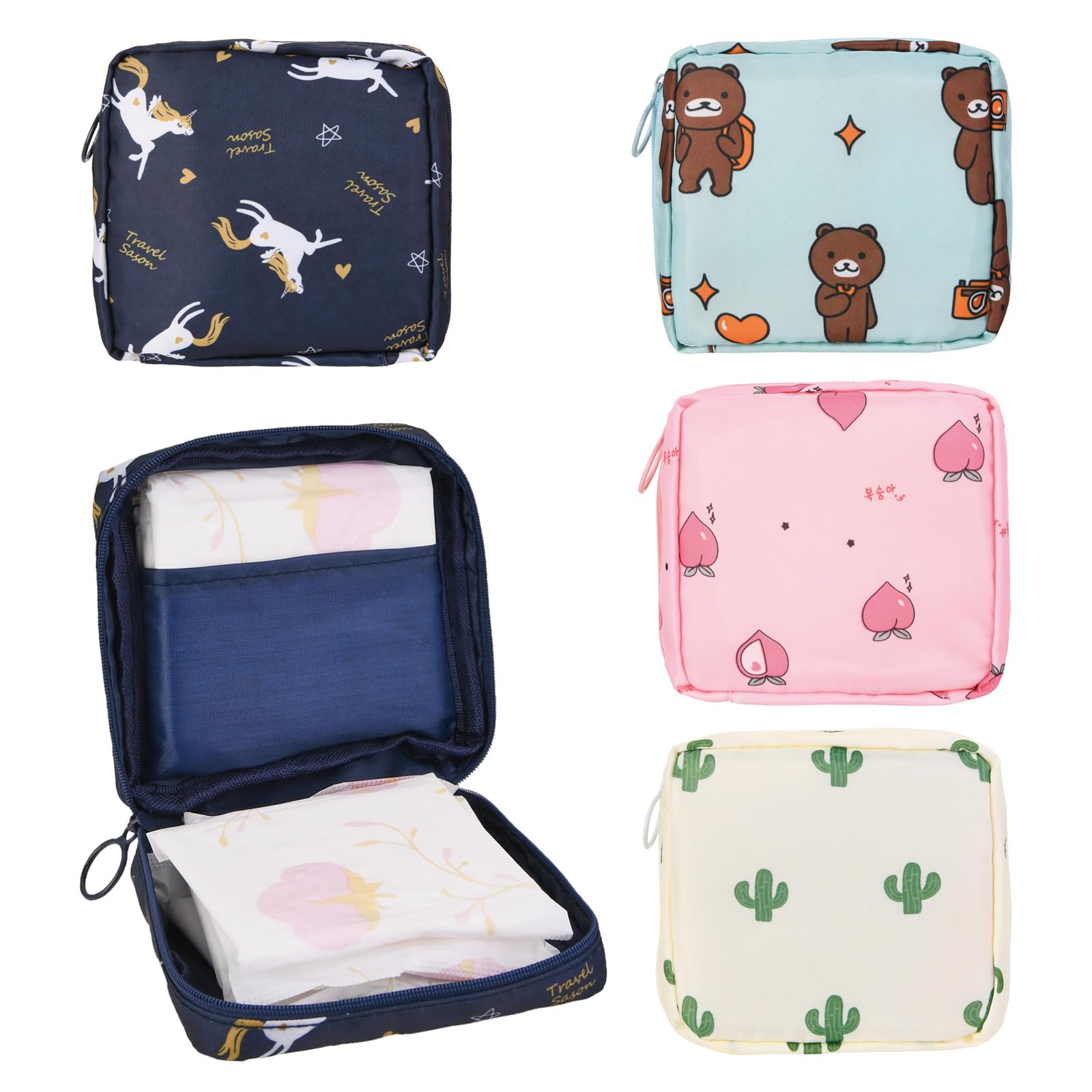 4Pcs Period Bag, Sanitary Pad Storage Bag Samll Period Pouch for Purse Cute Menstrual Period Bag AsterBuy Supplements Australia