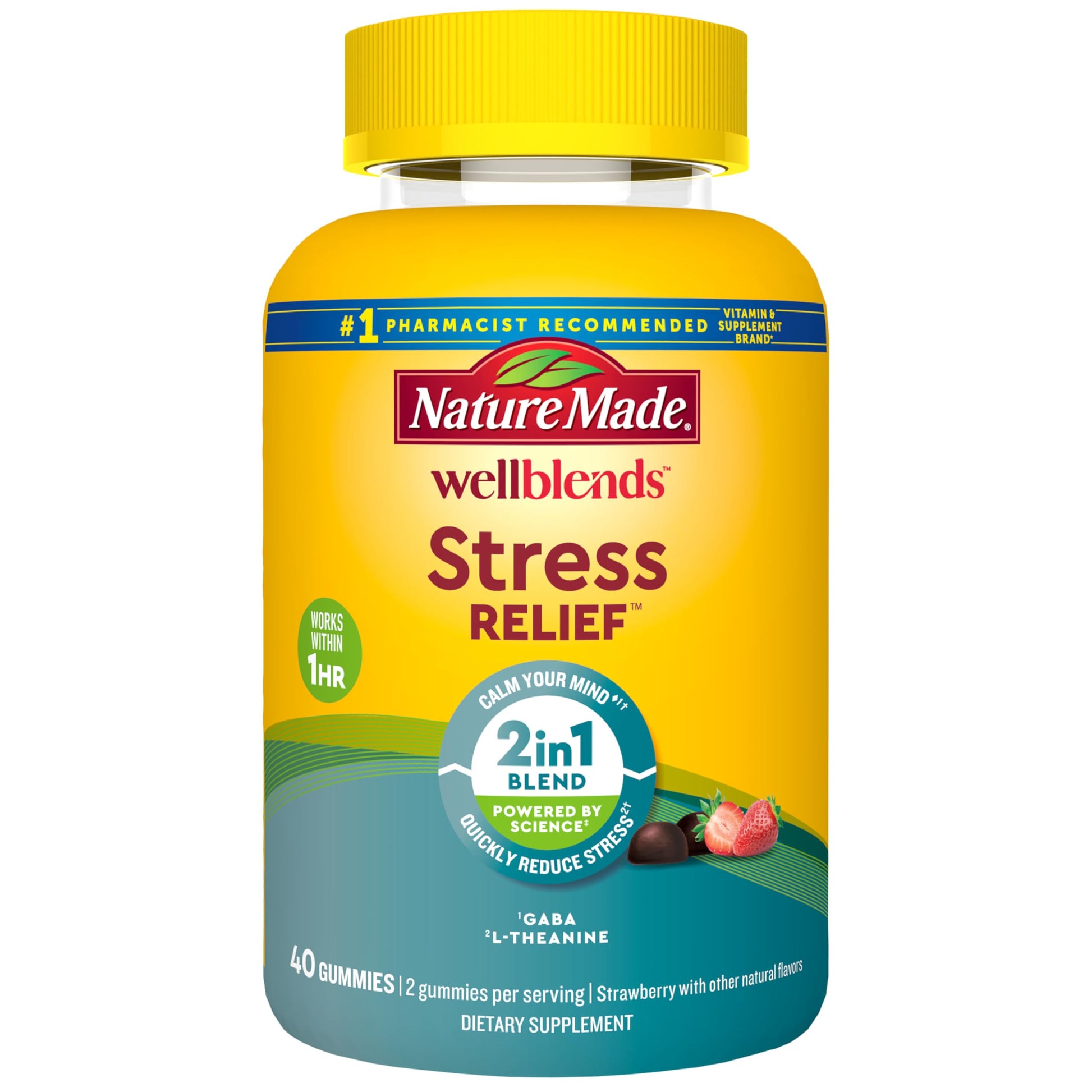 Nature Made Wellblends Stress Relief Gummies, L theanine 200mg to Help Reduce Stress, with GABA 100mg, Same Day Stress Support, 40 Strawberry Flavor Gummies Nature MadeBuy Supplements Australia