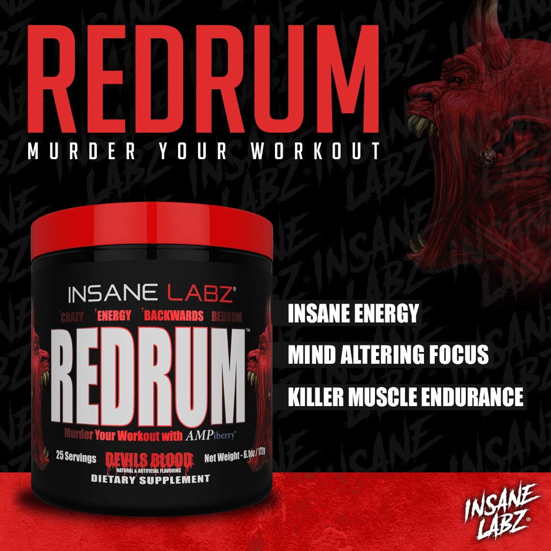 Insane Labz Redrum High Stim Pre Workout NO Booster Powder, Loaded with Beta Alanine Insane LabzBuy Supplements Australia
