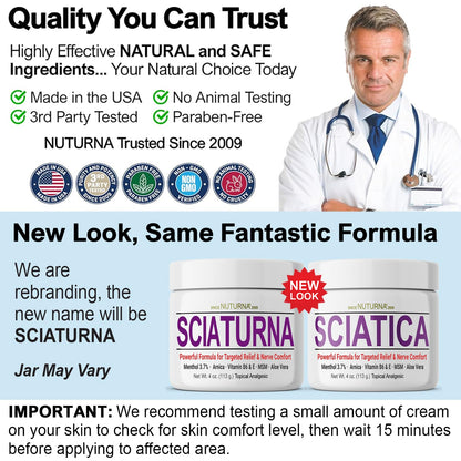 Sciatica Nerve Cream - Maximum Strength Comfort Cream for Feet, Hands, Legs, Toes, Back - Natural Ultra Strength Arnica, MSM, Menthol, Soothing Comfort, 2 Oz NuturnaBuy Supplements Australia