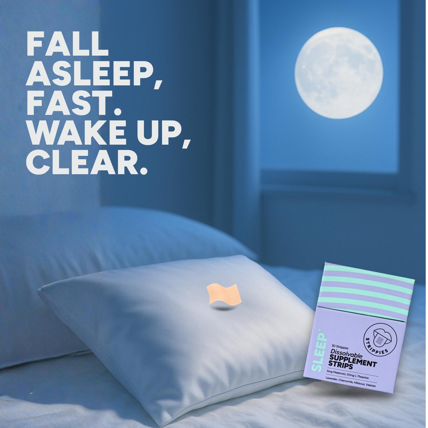 STRIPPIES Dissolvable Sleep Strips – Fast-Acting Melatonin 5mg with L-Theanine, Lavender, Chamomile, Hibiscus & Valerian – Natural Cranberry Flavor – 90 Strips STRIPPIESBuy Supplements Australia