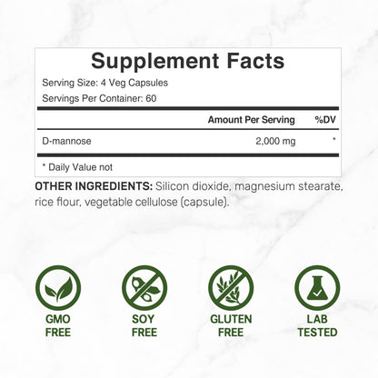 DEAL SUPPLEMENT D Mannose 500mg Capsules (2,000mg Per Serving), 240 Veggie Pills – Fast Acting Water-Soluble Form – Extra Strength Urinary Tract (UTI) Health Support – Non-GMO, Vegan Friendly DEAL SUPPLEMENTBuy Supplements Australia