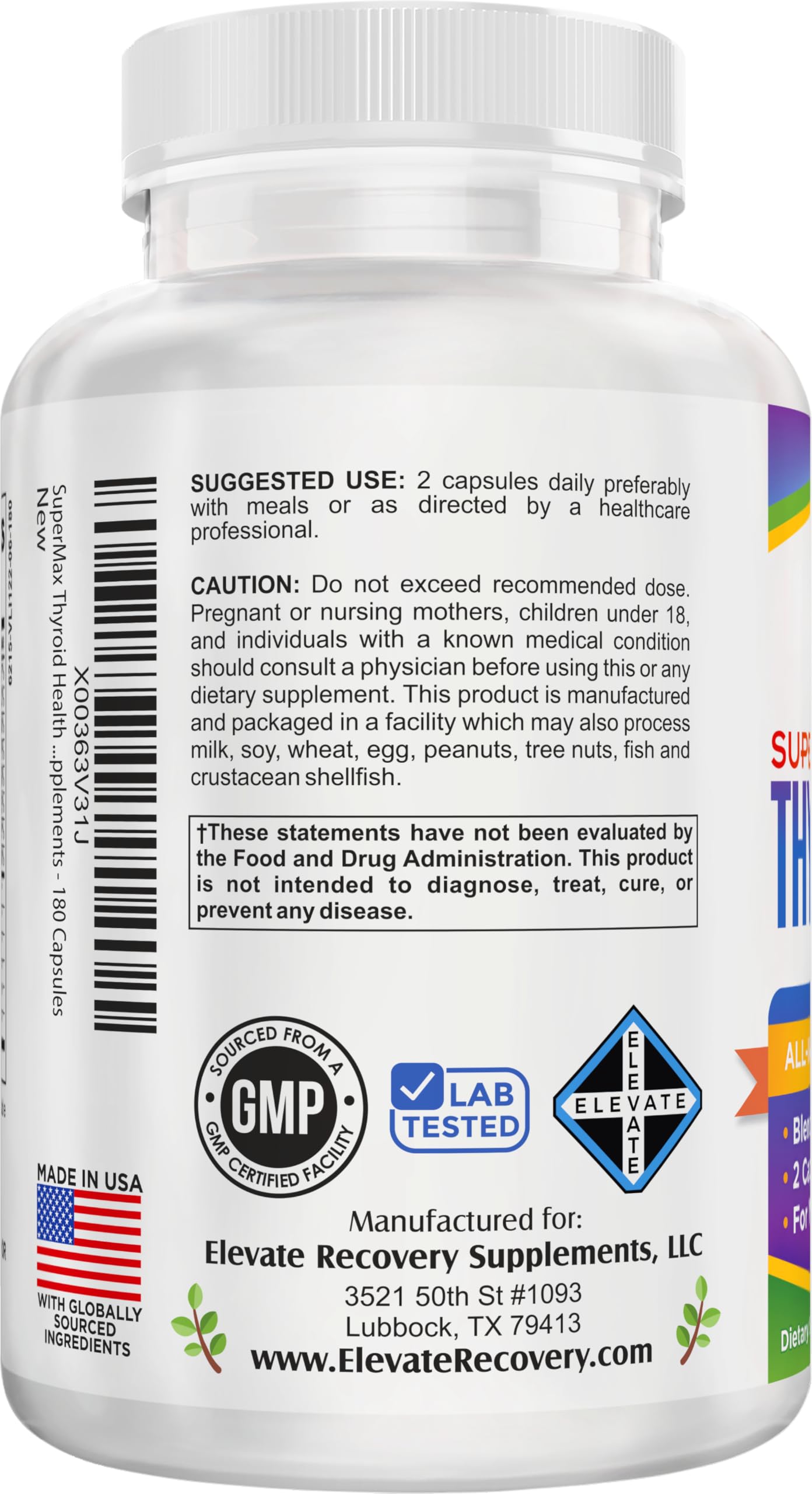 Thyroid Support (3-Month) Supplement All-in-1 with 14 Active Ingredients in 1 Formula | Thyroid Health Support Supplements | Women & Men | 90-Day Bulk Supply | 180 Capsules Elevate Recovery SupplementsBuy Supplements Australia