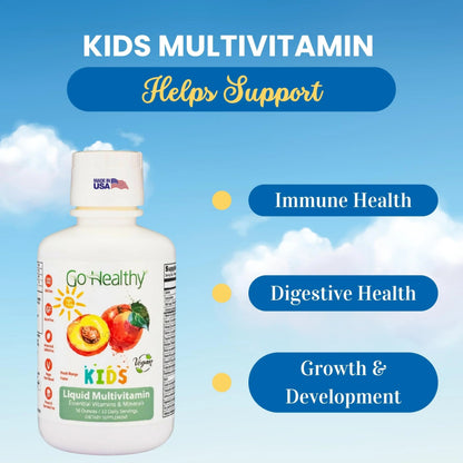 Go Healthy Kids Liquid Multivitamin | Immune Support | Kid Liquid Multivitamins | High Absorption | Vegan Vitamins | Kids Vitamins Multivitamin Go Healthy NaturalBuy Supplements Australia