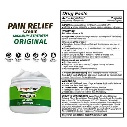Hempvana Maximum Strength Relief Cream. Hemp Seed Oil for Muscles & Joints, AS SEEN ON TV, Odor-Free, Non-Greasy, Long-Lasting Relief HempvanaBuy Supplements Australia