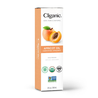 Cliganic Organic Apricot Oil, 100% Pure (8oz) - For Skin, Hair & Face | Natural Cold Pressed Unrefined CliganicBuy Supplements Australia