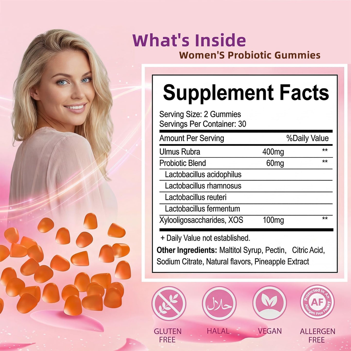 Premium Feminine Balance Gummies for Women - 60 Gummies, Hawaiian Pineapple Flavor - with Probiotics & Vitamin C - Supports Feminine Wellness & Healthy Balance - Gluten Free, Vegan（30 Servings）（Q2） QZQHUABuy Supplements Australia