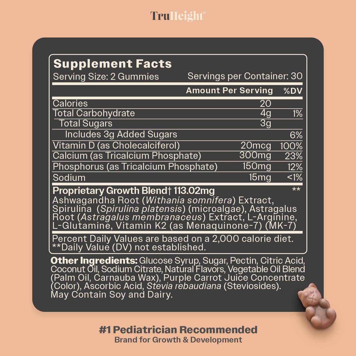 TruHeight Growth Gummies (Watermelon) Tall Nutrition for Natural Growth Supplement for Kids & Teens - Vitamin D, K, Calcium & Ashwagandha