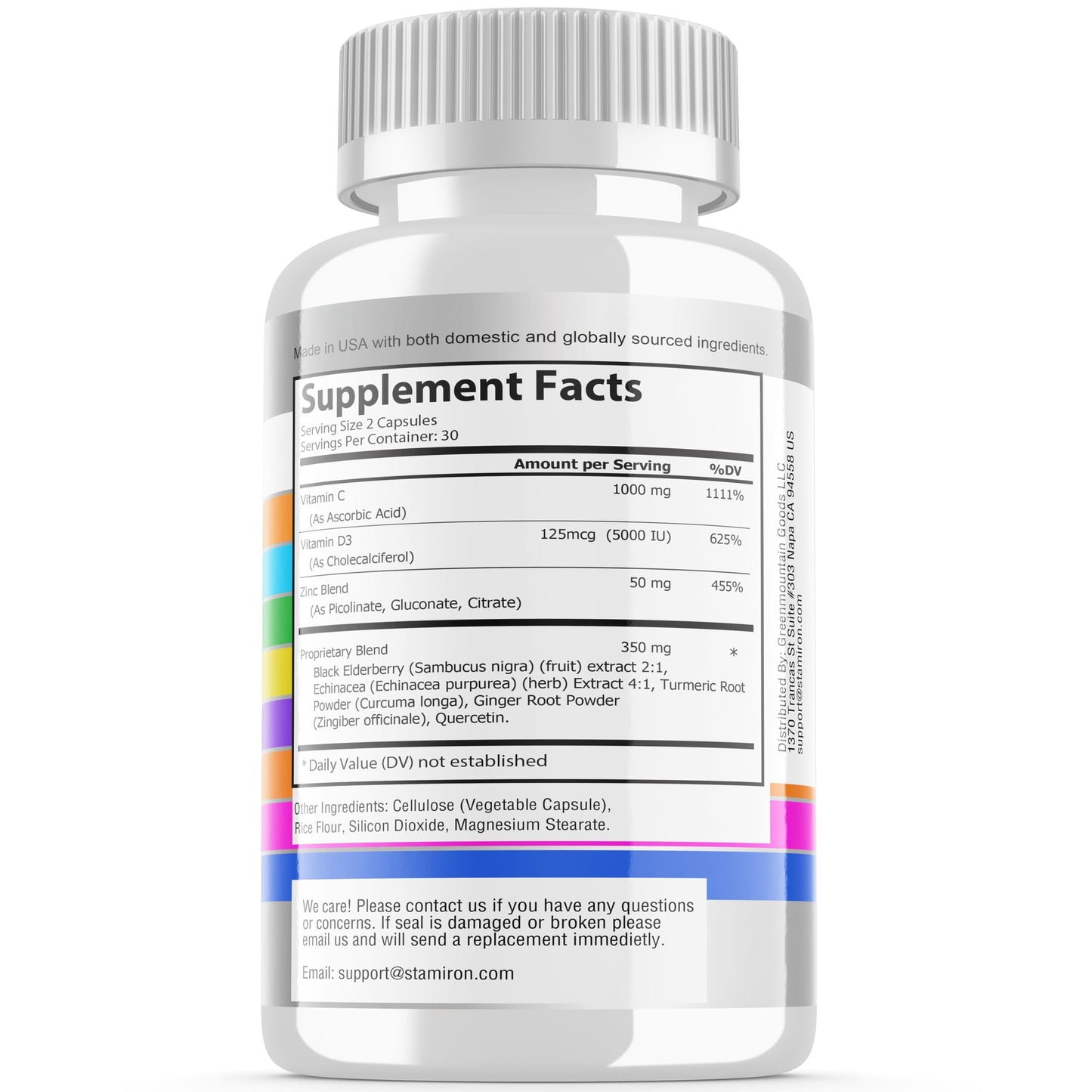 8 in 1 Immune Support with Quercetin Zinc 50mg Vitamin C 1000mg Vitamin D3 5000 IU and Elderberry Echinacea Ginger for Adults Kids - VIT D Supplement Veg Capsules StamironBuy Supplements Australia