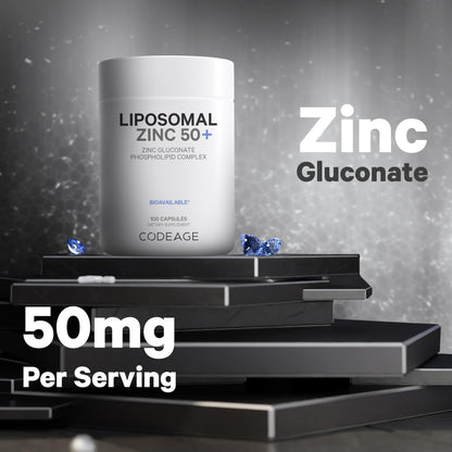 Codeage Liposomal Zinc Supplement – 3 Month Supply – One Per Day - 50 mg Zinc Gluconate Vitamin Pills - Essential Mineral Supplements Liposomal Delivery Matrix - Vegan Non-GMO - 100 Capsules CodeageBuy Supplements Australia