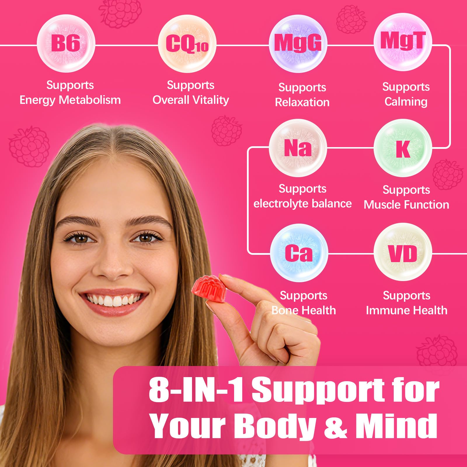 CNFHDI Magnesium Glycinate Gummies 600mg, 120 Counts Chews Sugar Free Magnesium Gummies for Adults & Kids with Calcium, Zinc & CQ10, Potassium Supplements for Zzz, Brain, Muscle & Relax CNFHDIBuy Supplements Australia