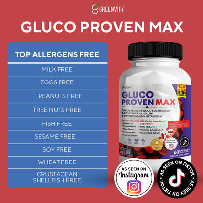 GREENVIFY Gluco Proven Max – Daily Wellness Support Supplement with Vitamins, Minerals, and Herbs – Chromium, Magnesium, Banaba, Bitter Melon, and Zinc – Non-GMO, Gluten-Free – 60 Capsules GREENVIFYBuy Supplements Australia