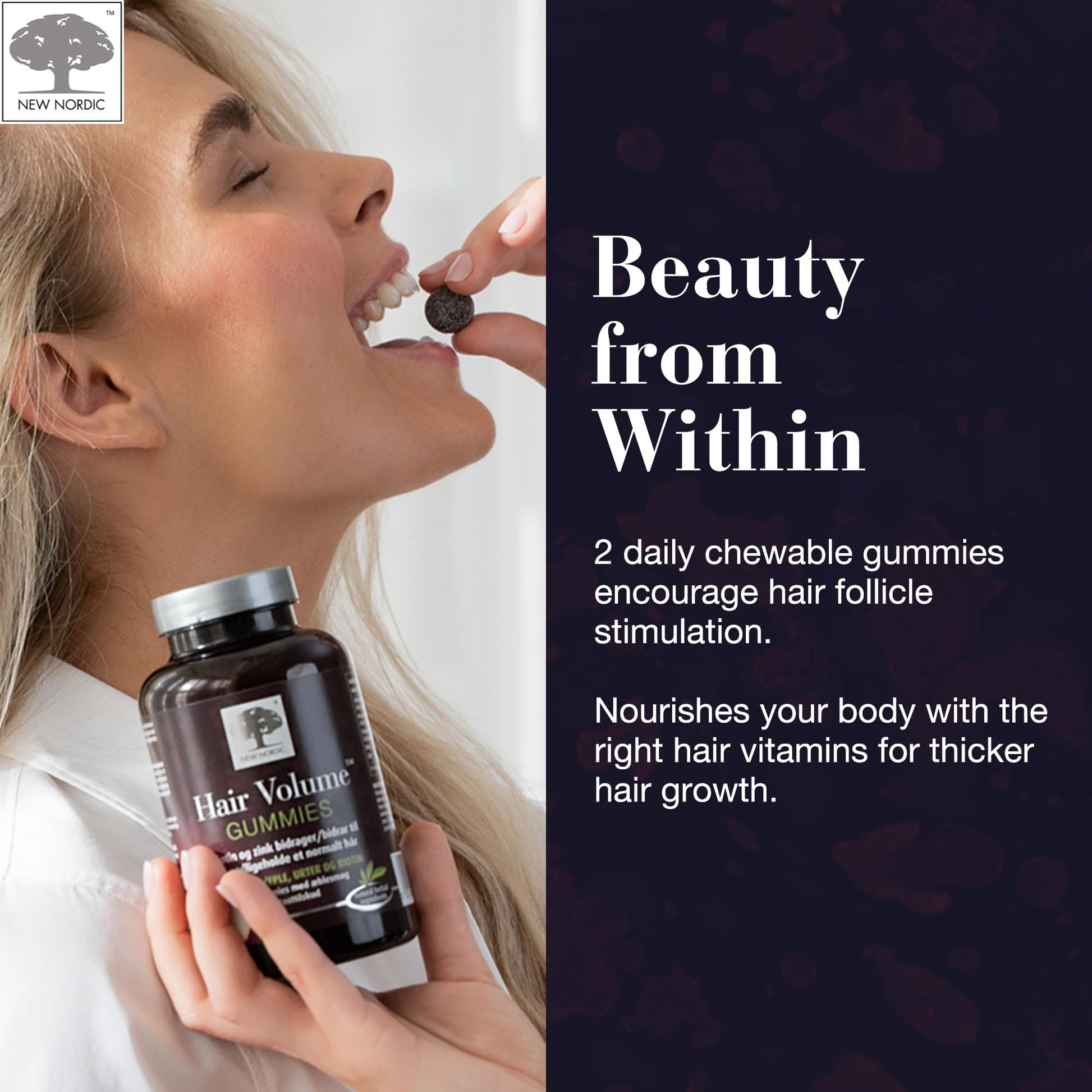 NEW NORDIC Hair Volume Gummies, 2500 mcg Biotin, Daily Hair Vitamins Supplement to Support Hair Skin & Nails, Vegan, 60 Count (Pack of 3) NEW NORDICBuy Supplements Australia