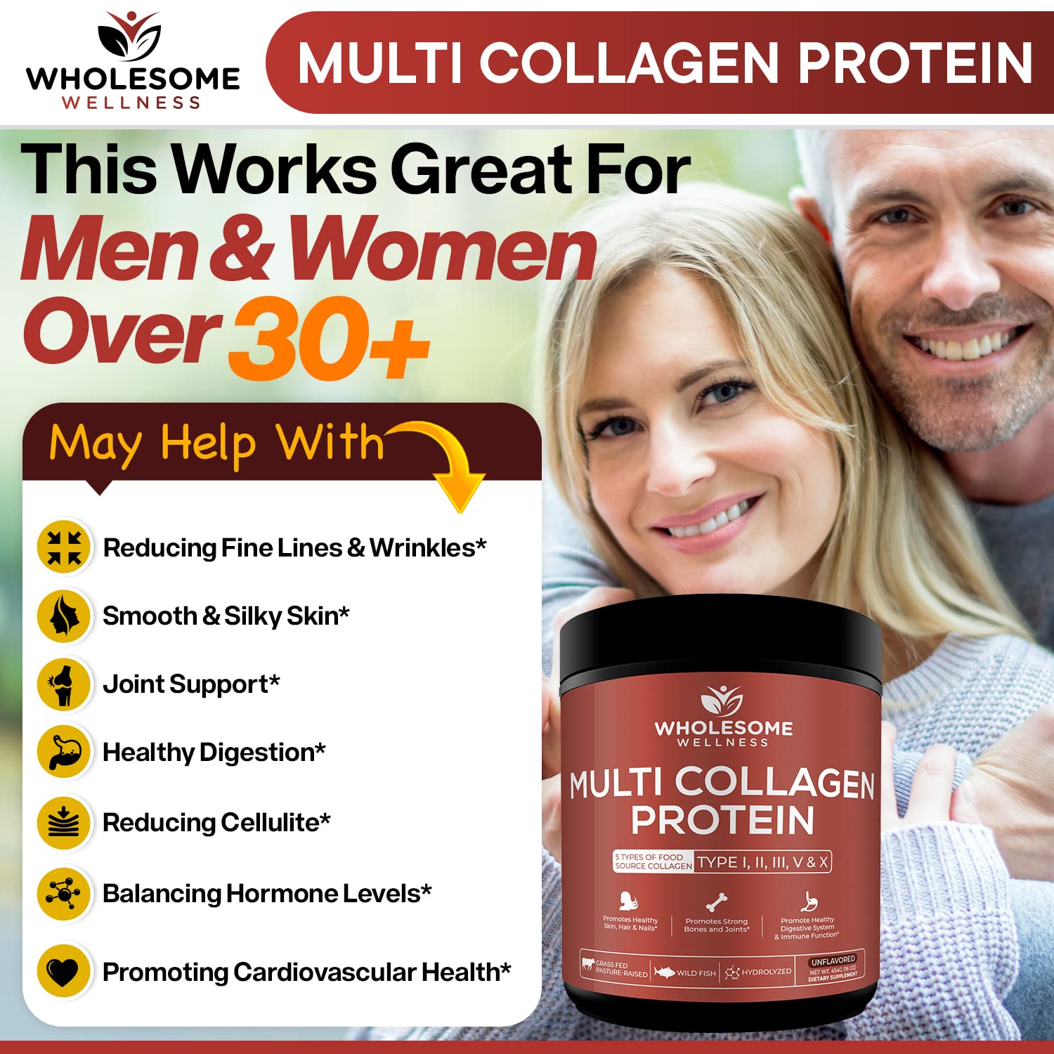 Multi Collagen Protein Powder Hydrolyzed (Type I II III V X) Grass-Fed All-in-One Super Wholesome WellnessBuy Supplements Australia