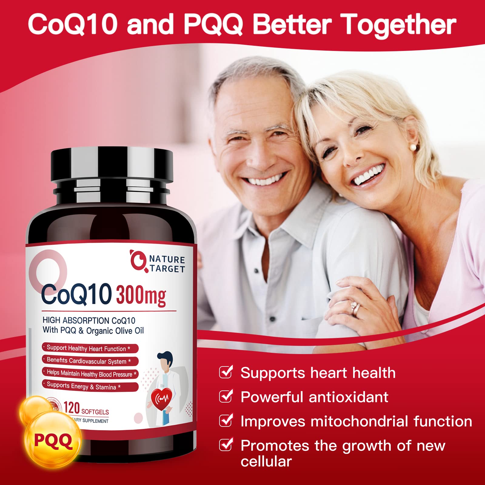 NATURE TARGET CoQ10-300mg-Softgels + PQQ with Organic-Olive-Oil - High Absorption NATURE TARGETBuy Supplements Australia