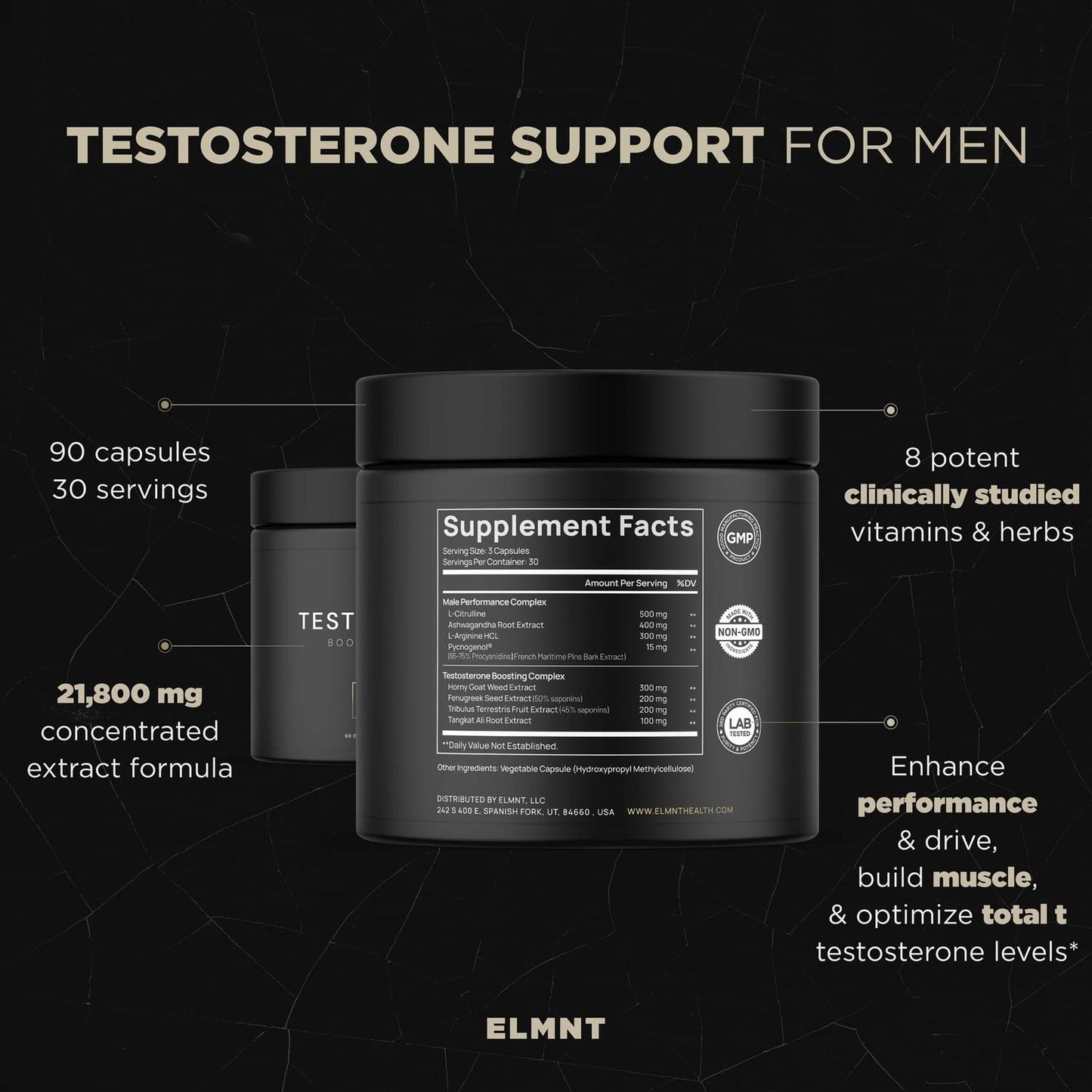 21,800mg Testosterone Booster for Men 8X Strength w. Ashwagandha, Tongkat Ali, Pycnogenol, Tribulus - Total T Male Enhancing Test Booster + Muscle Builder Workout Testosterone Supplement for Men TERRA ELMNTBuy Supplements Australia