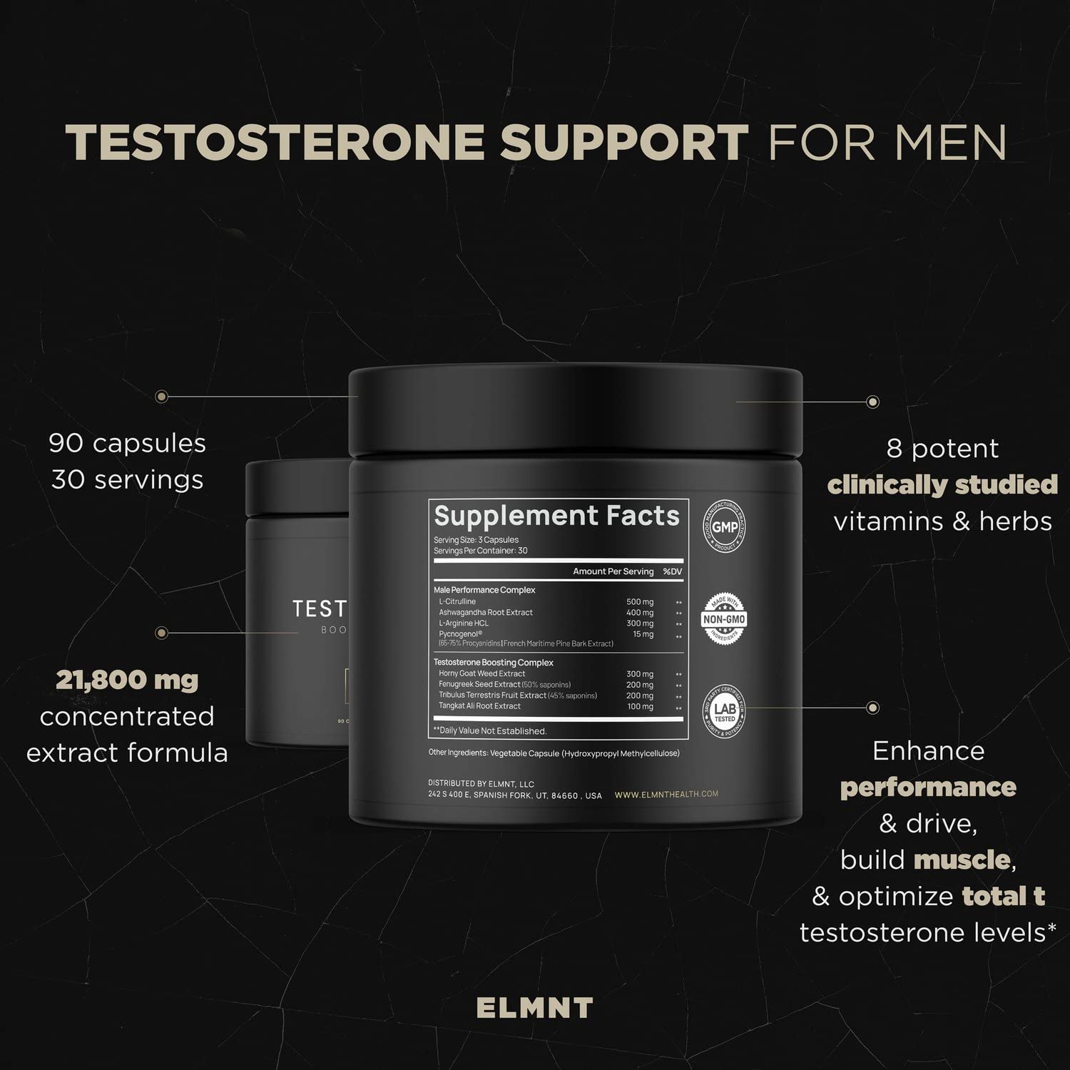 21,800mg Testosterone Booster for Men 8X Strength w. Ashwagandha, Tongkat Ali, Pycnogenol, Tribulus - Total T Male Enhancing Test Booster + Muscle Builder Workout Testosterone Supplement for Men TERRA ELMNTBuy Supplements Australia