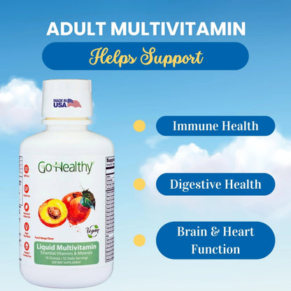 Go Healthy Liquid Vitamins for Women, Men, Teens | Vegan Vitamin & Mineral | High Absorption | Premium Liquid Multivitamin | Go Healthy Natural