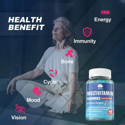Methylated Multivitamin for Men/Women Gummies, Mens/Womens Multivitamin 50 Plus, with Glucosamine Chondroitin MSM Echinacea Sugar Free LILICAREBuy Supplements Australia