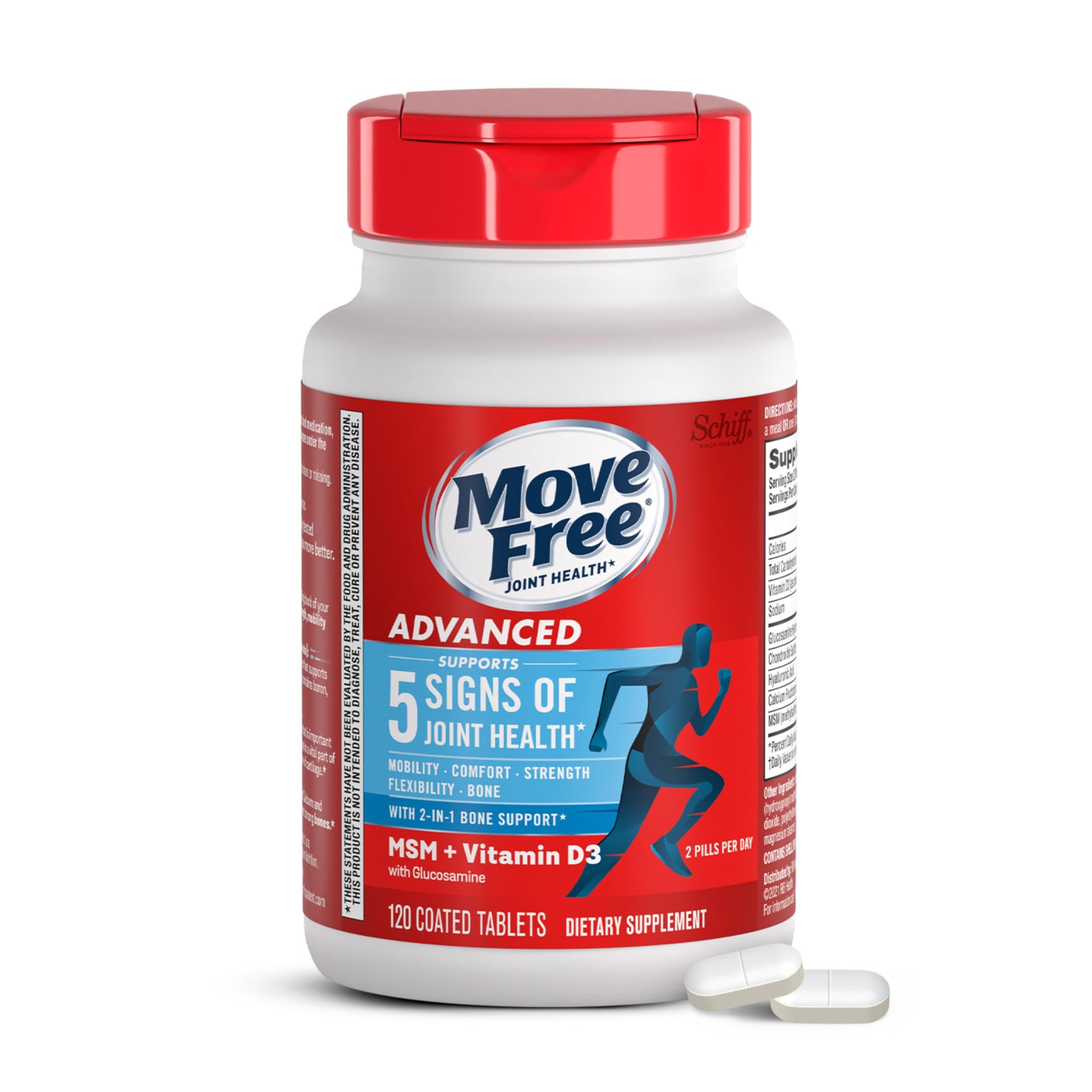 Move Free Advanced Glucosamine Chondroitin MSM + Vitamin D3 Joint Support Supplement, Supports Mobility Comfort Strength Flexibility & Bone + Immune Health - 120 Tablets (40 servings)* Move FreeBuy Supplements Australia