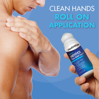 HealthWise 16% Menthol Roll-On | Cold Hot Sensation | Pain Relief Liquid | 2.5 oz. 73 mL | Non-Greasy Formula | Immediate Penetrating Action | Topical Analgesic HealthWiseBuy Supplements Australia