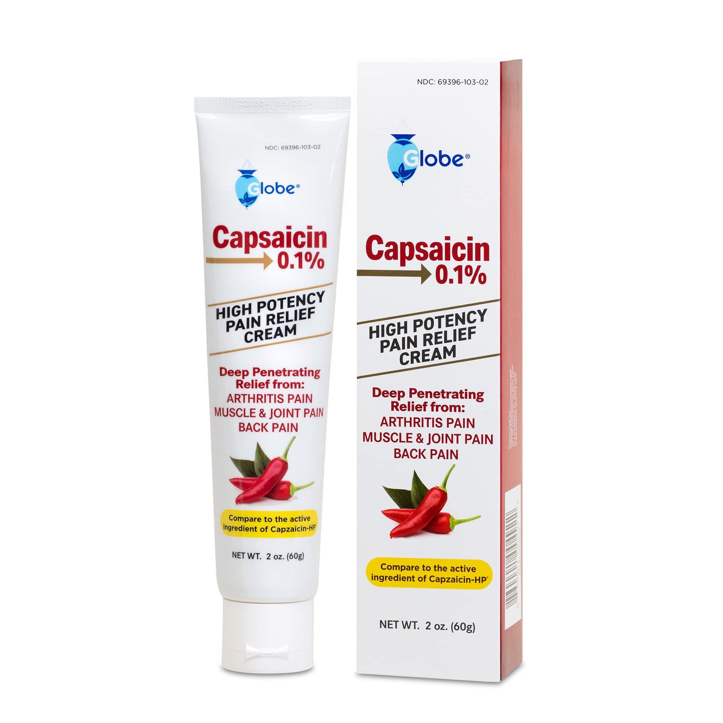Globe (3 Pack) Capsaicin 0.1% High Potency Pain Relief Cream, Unscented (2 oz) Deep Penetrating Relief from: Arthritis, Muscle, Joint and Back Pain GlobeBuy Supplements Australia