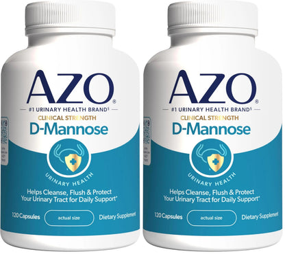 AZO D Mannose Urinary Tract Health, Cleanse, Flush & Protect The Urinary Tract, No.1 Pharmacist Recommended Brand, Clinical Strength, Non-GMO, 120 Count (Pack of 2) AZOBuy Supplements Australia