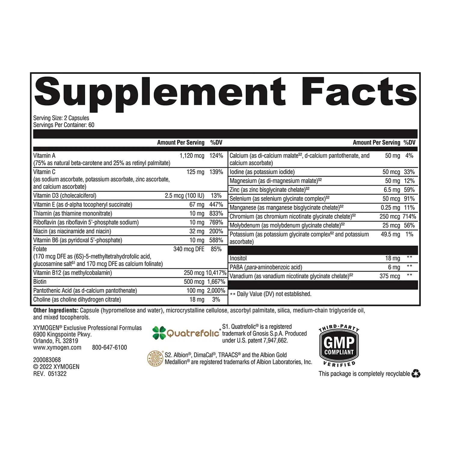 XYMOGEN ActivNutrients Without Copper & Iron - Multimineral Multivitamin for Men + Women with Folate, B12, Zinc and Vitamin C XYMOGENBuy Supplements Australia