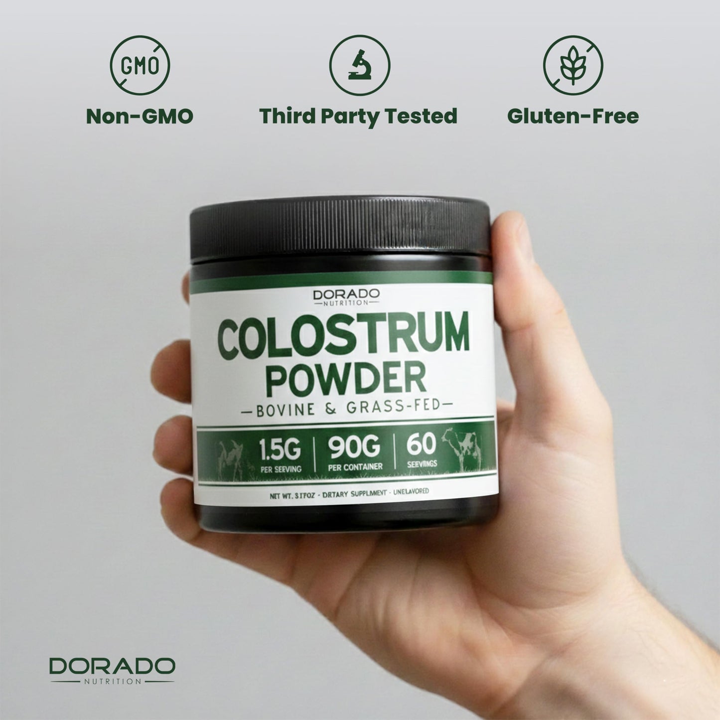 Colostrum Supplement Powder 90g (60 Servings of 1.5g Pure Bovine Colostrum Std. to Contain 20% IgG Immunoglobulins) Grass Fed Powder - No Fillers, Third Party Tested, Unflavored & Non-GMO DORADO NUTRITIONBuy Supplements Australia
