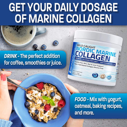 Bronson Marine Collagen Peptides Hydrolyzed Protein Powder 100% Wild Caught Nordic Cod Verified Sustainable Source for Joints Skin Hair Nails & Bones 150g (5.29oz) BronsonBuy Supplements Australia