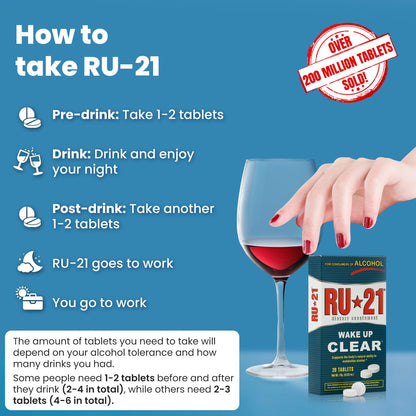RU-21 The Supplement for When You Want to Drink & Go to Work The Next Morning | Feel Better After Celebrating & Support Your Liver | Trusted for 23+ Years | Made in USA (20 Pills, 10 Servings) RU-21Buy Supplements Australia
