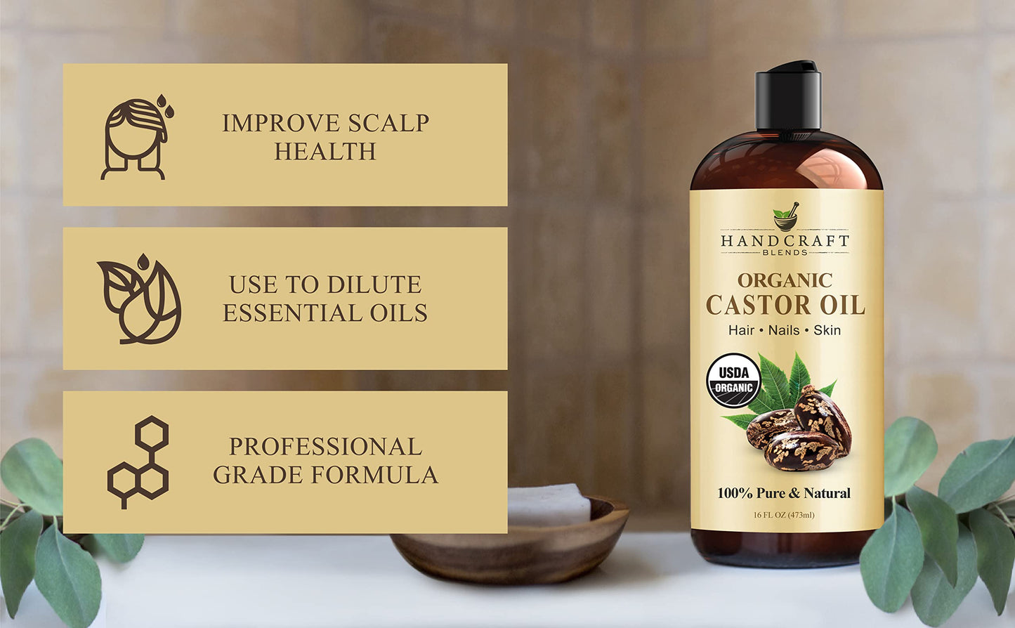 Handcraft Blends Organic Castor Oil for Hair Growth, Eyelashes and Eyebrows - 100% Pure Handcraft BlendsBuy Supplements Australia