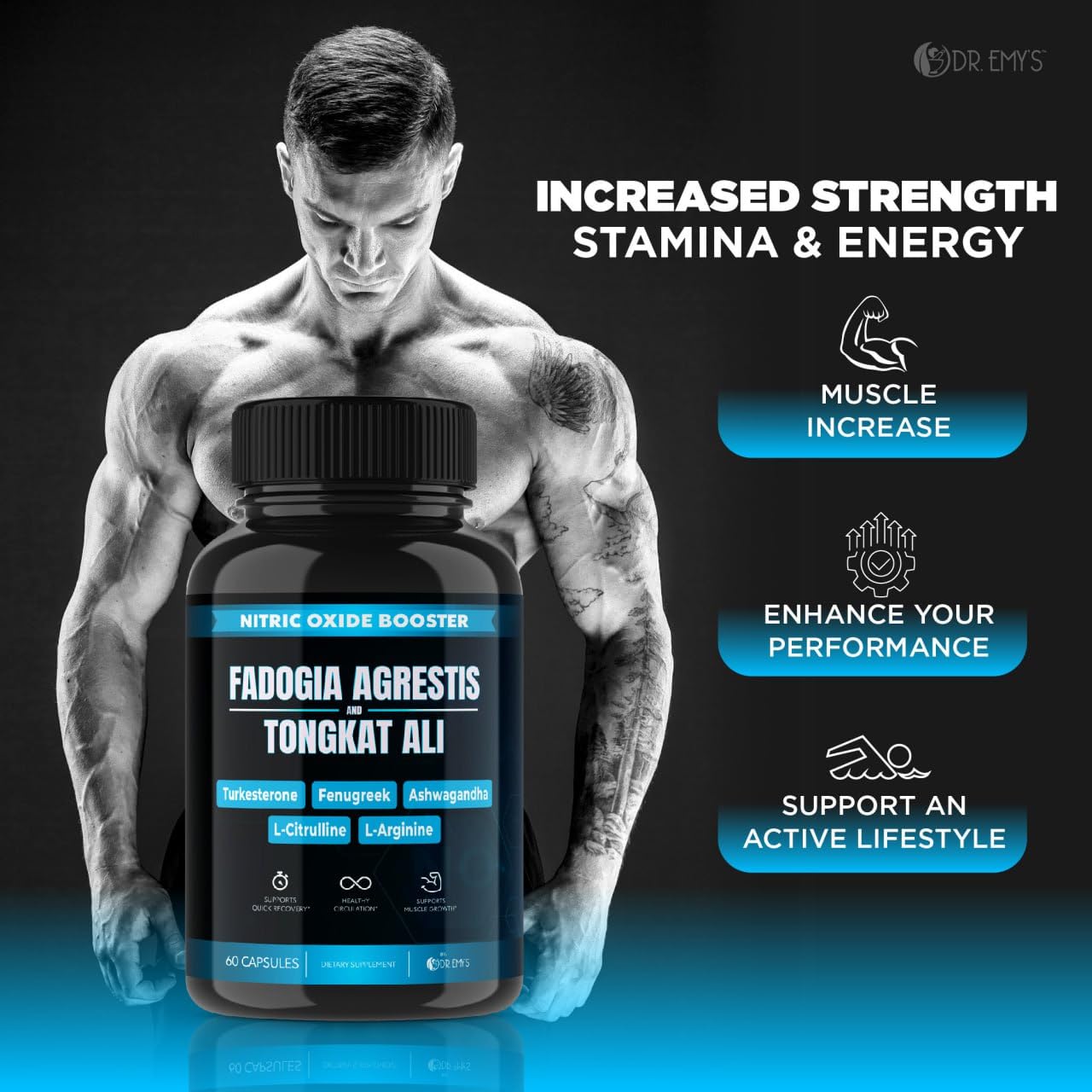 (2 Pack) Tongkat Ali Fadogia Agrestis Nitric Oxide Ashwagandha Supplement for Men Dr. Emy'sBuy Supplements Australia