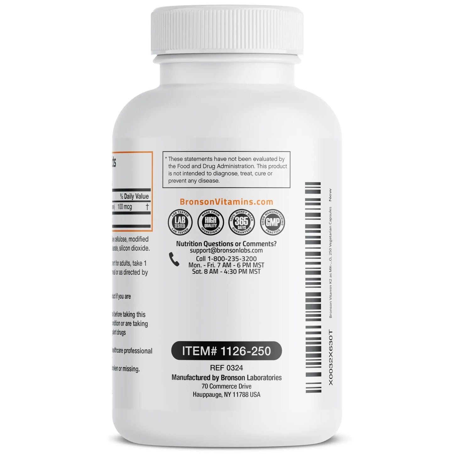 Bronson Vitamin K2 as MK-7 Menaquinone 100 mcg Non-GMO, 250 Capsules BronsonBuy Supplements Australia