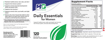 Daily Essentials for Women| 120 Capsules | Health Bloom | Vitamins and Minerals Capsules | Health Bloom Inc.Buy Supplements Australia