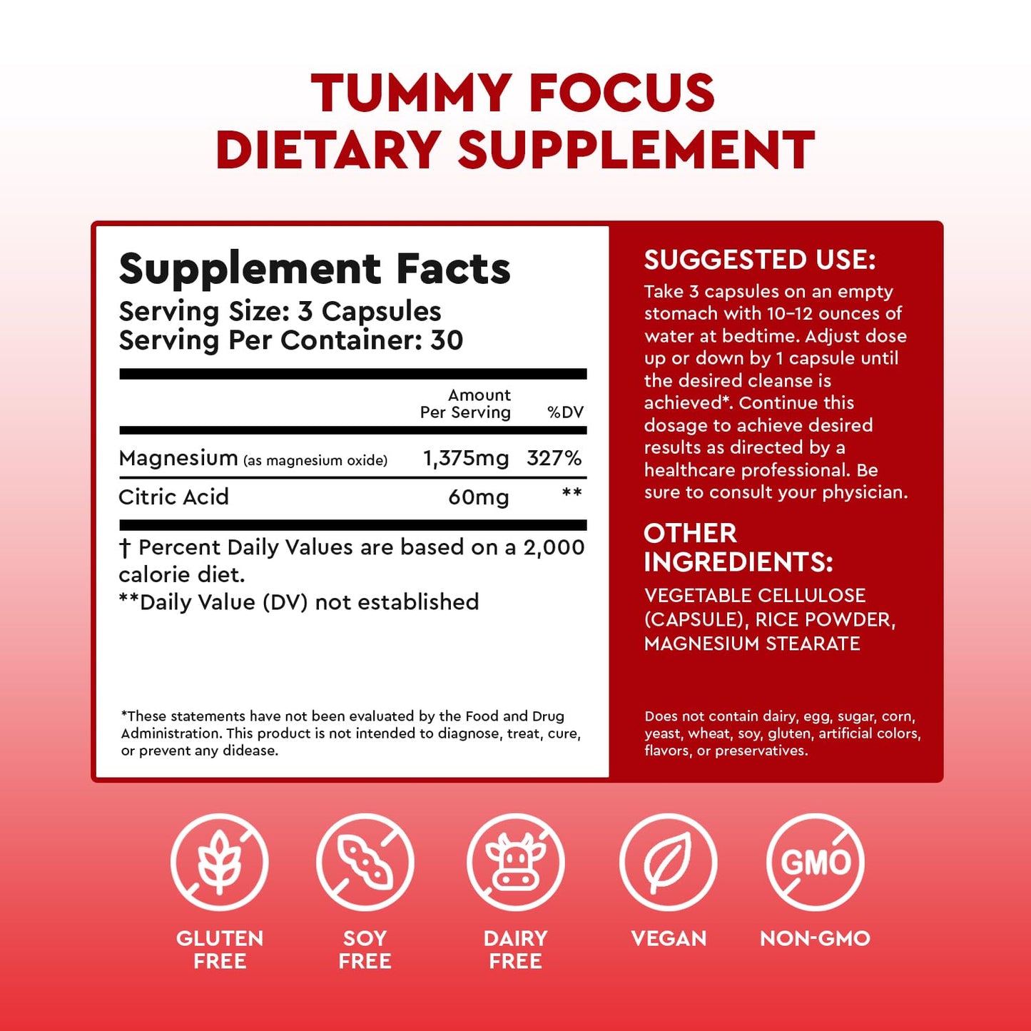 JJ Smith Tummy Focus – Digestive Cleanse Supplement with Ozonated Oxygenated Magnesium – Supports Digestion, Regularity, Bloating, Gut Balance, Nutrient Absorption, Energy & a Flatter Belly Health FocusedBuy Supplements Australia