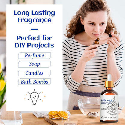 HIQILI Patchouli Essential Oil 100ML, Pure Natural, for Perfume Making, Diffuser and Skin HIQILIBuy Supplements Australia