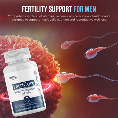 NHHS FertiCore – Men’s Fertility & Reproductive Wellness Supplement – Supports Sperm Health, Motility & Vitality – with Vitamins, Minerals, Amino Acids & Antioxidants – Made in USA, 60 Capsules NHHSBuy Supplements Australia