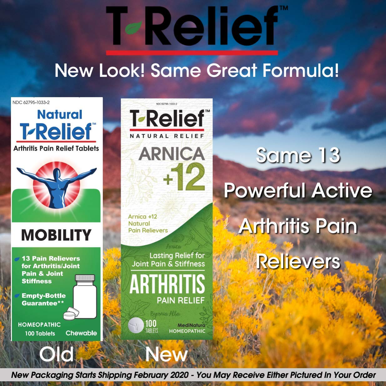 MediNatura T-Relief Extra Strength Arthritis Pain Reliever Arnica +12 Natural Medicines for Joint Soreness Stiffness Aches, Quick Dissolving Pain Relief for Women & Men - 100 Tablets (Pack of 3) MediNaturaBuy Supplements Australia