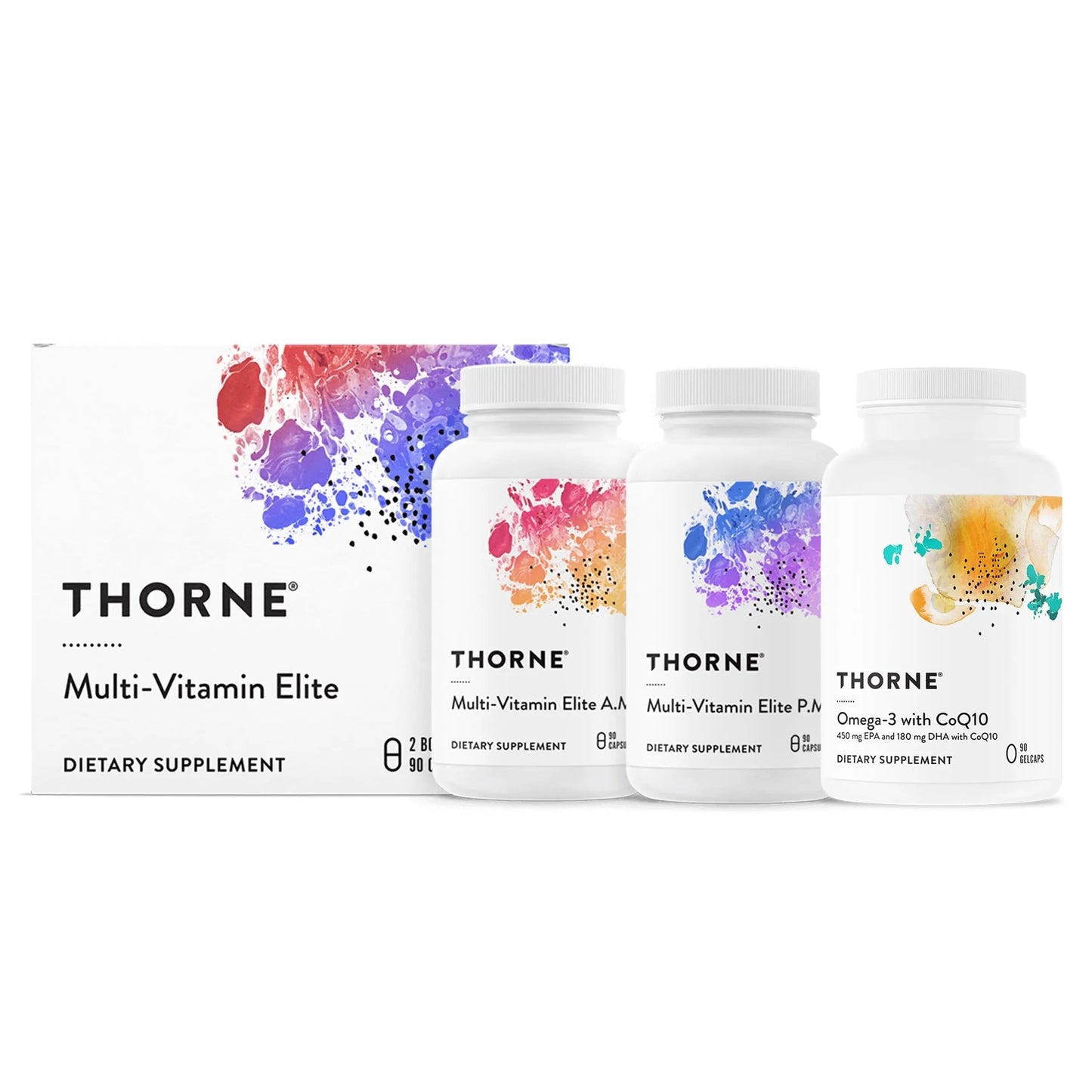 THORNE - Daily Nutrients Bundle - Multivitamin Elite and Omega-3 with CoQ10-30 to 90 Servings THORNE