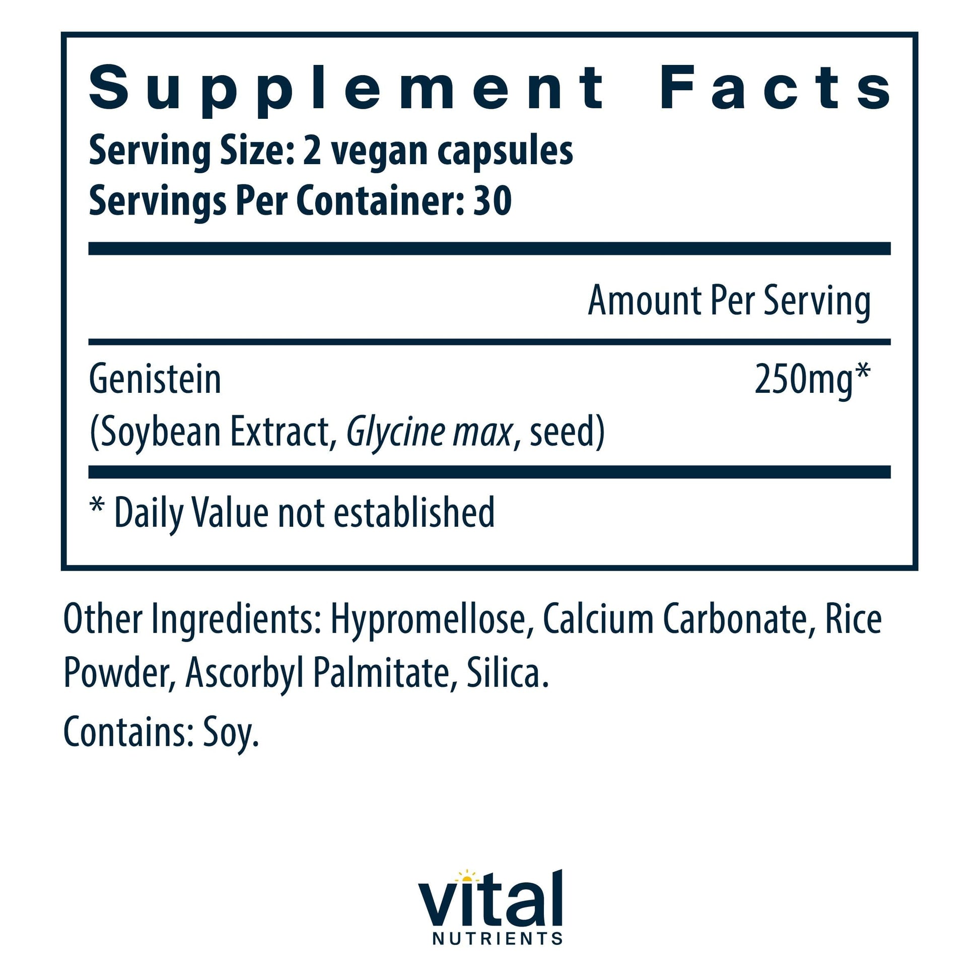 Vital Nutrients Genistein - Easily Absorbed Isoflavones for Bone Health Support* - Vegan Supplement - Gluten and Dairy Free - Non-GMO - 60 Capsules Vital NutrientsBuy Supplements Australia