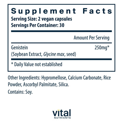 Vital Nutrients Genistein - Easily Absorbed Isoflavones for Bone Health Support* - Vegan Supplement - Gluten and Dairy Free - Non-GMO - 60 Capsules Vital NutrientsBuy Supplements Australia