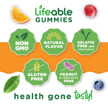 Lifeable Womens Multivitamin Gummy | with Vitamin A, C, D, E, Niacin, B6, Folate, B12, Biotin, Pantothenic Acid, Iodine, Zinc | Lifeable