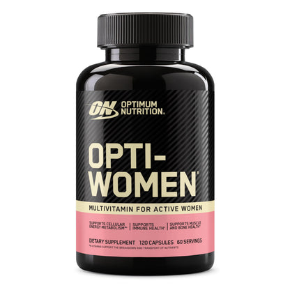 Optimum Nutrition Opti-Women, Vitamin C, Zinc and Vitamin D for Immune Support Womens Daily Multivitamin Supplement with Iron, Capsules, 120 Count