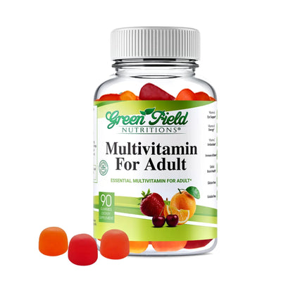 Greenfield Nutritions Halal Multivitamins for Adults | 90 Halal Vitamins for Women & Men | All Essential Gelatin Free Halal Gummy Vitamin, Mineral GREEN FIELD NUTRITIONS